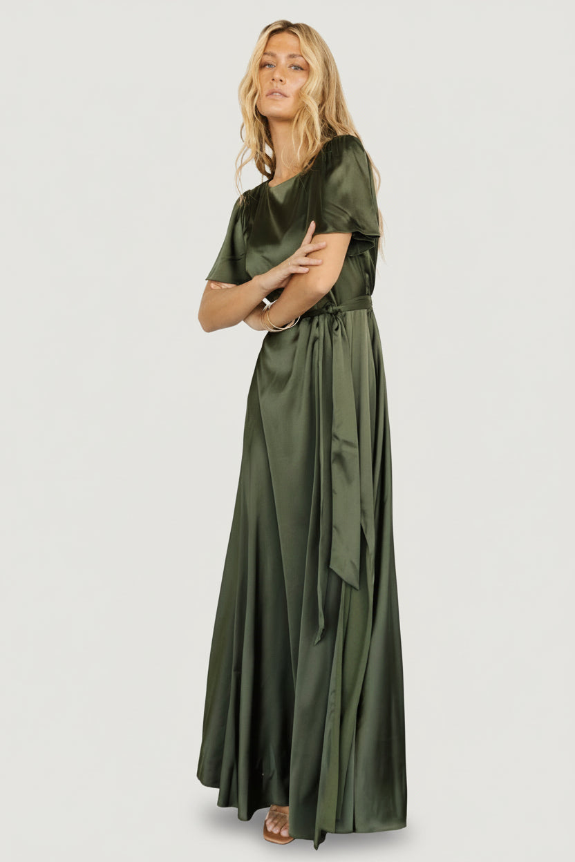 Agnes Satin Maxi Dress | Juniper Green - Image 11