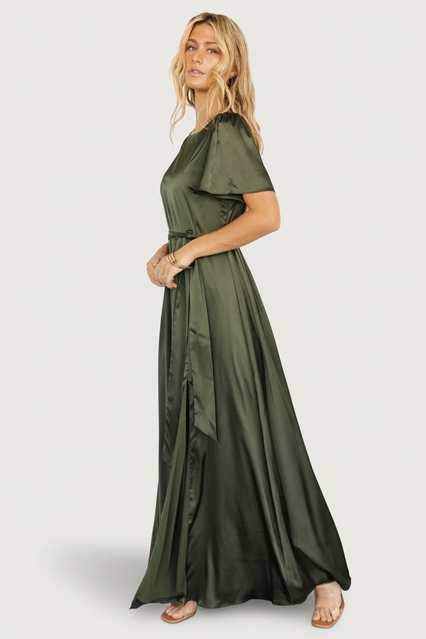 Agnes Satin Maxi Dress | Juniper Green - Image 7