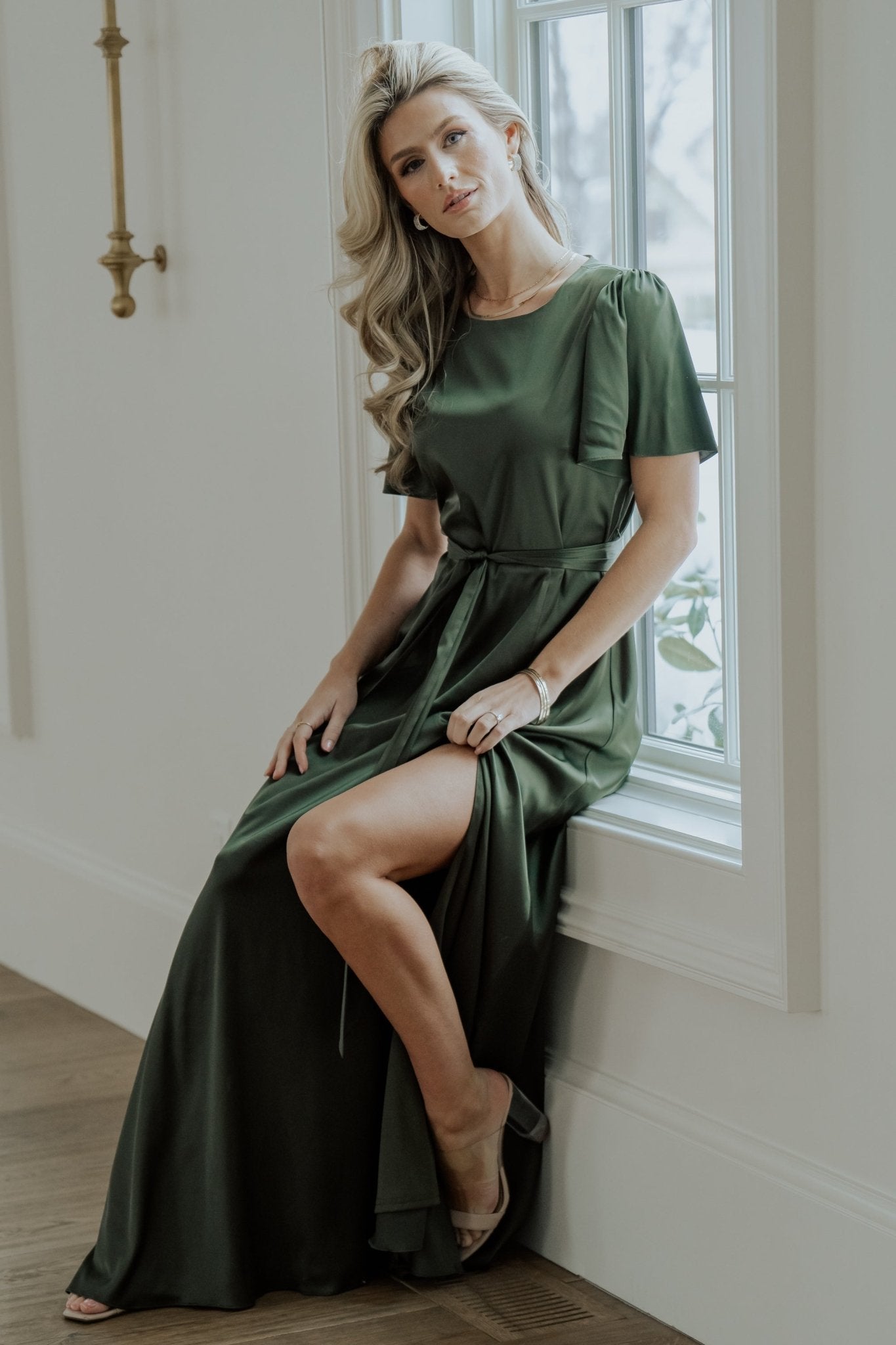 Agnes Satin Maxi Dress | Juniper Green - Image 9