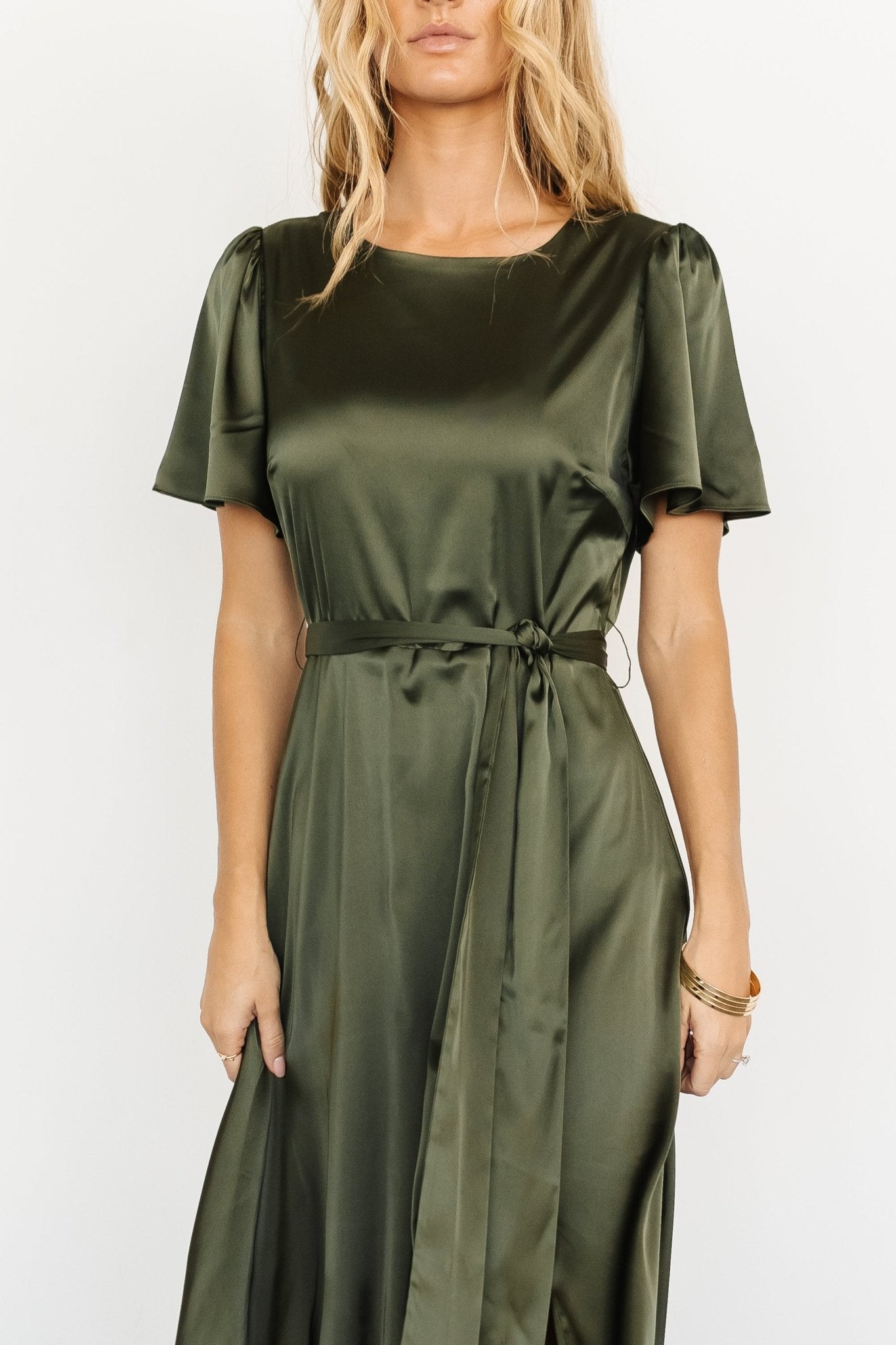 Agnes Satin Maxi Dress | Juniper Green - Image 3
