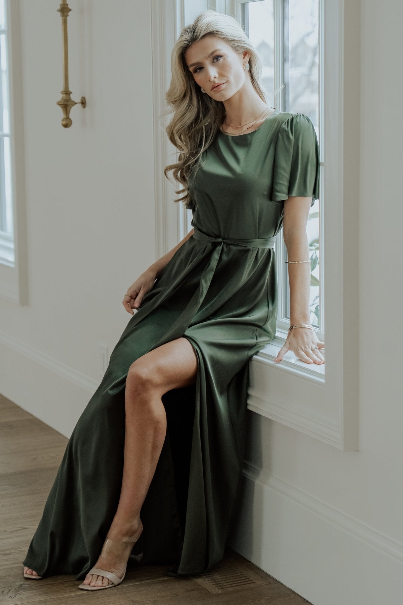 Agnes Satin Maxi Dress | Juniper Green - Image 5