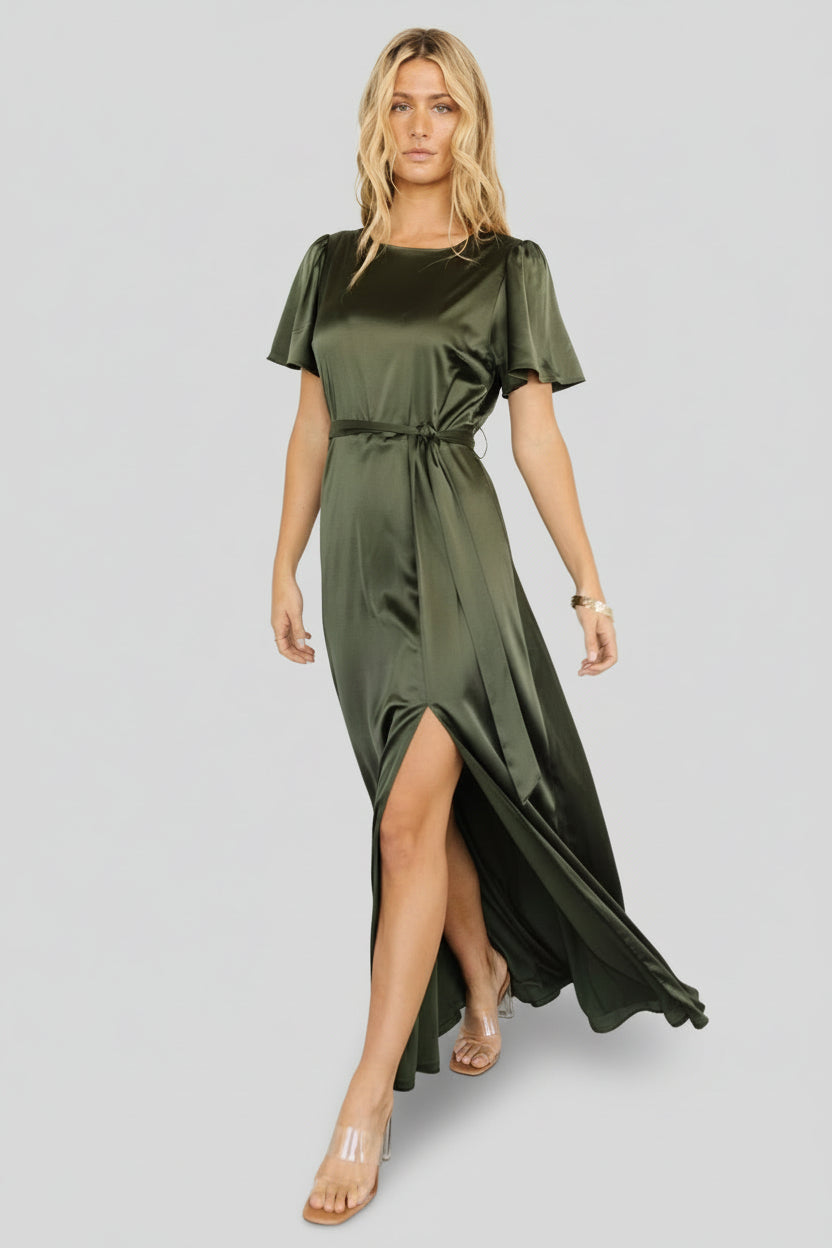 Agnes Satin Maxi Dress | Juniper Green - Image 10