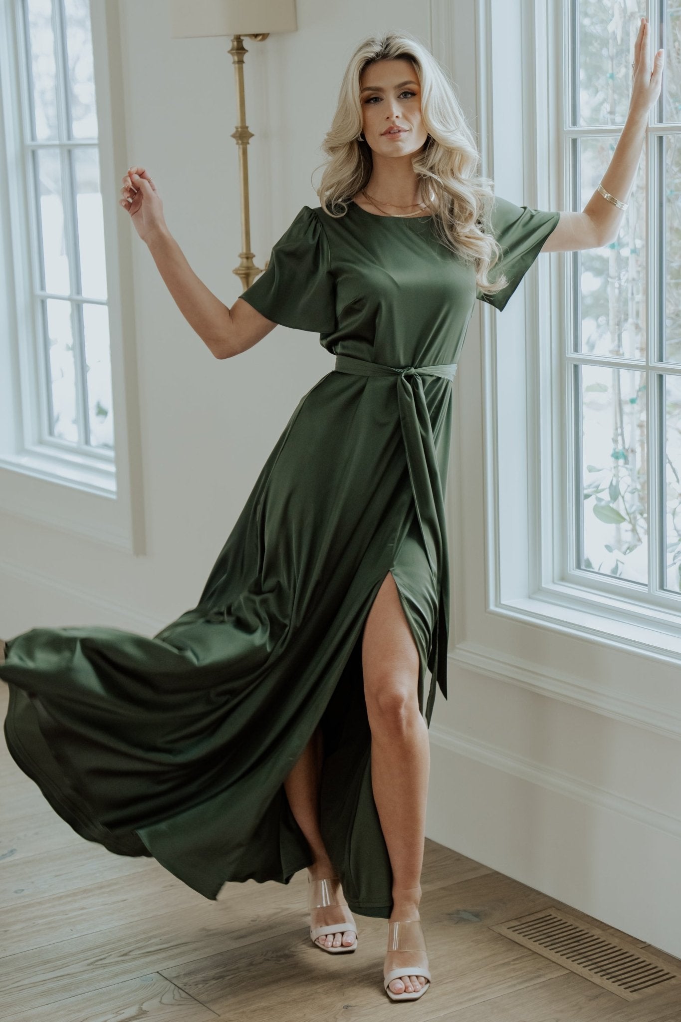Agnes Satin Maxi Dress | Juniper Green - Image 6