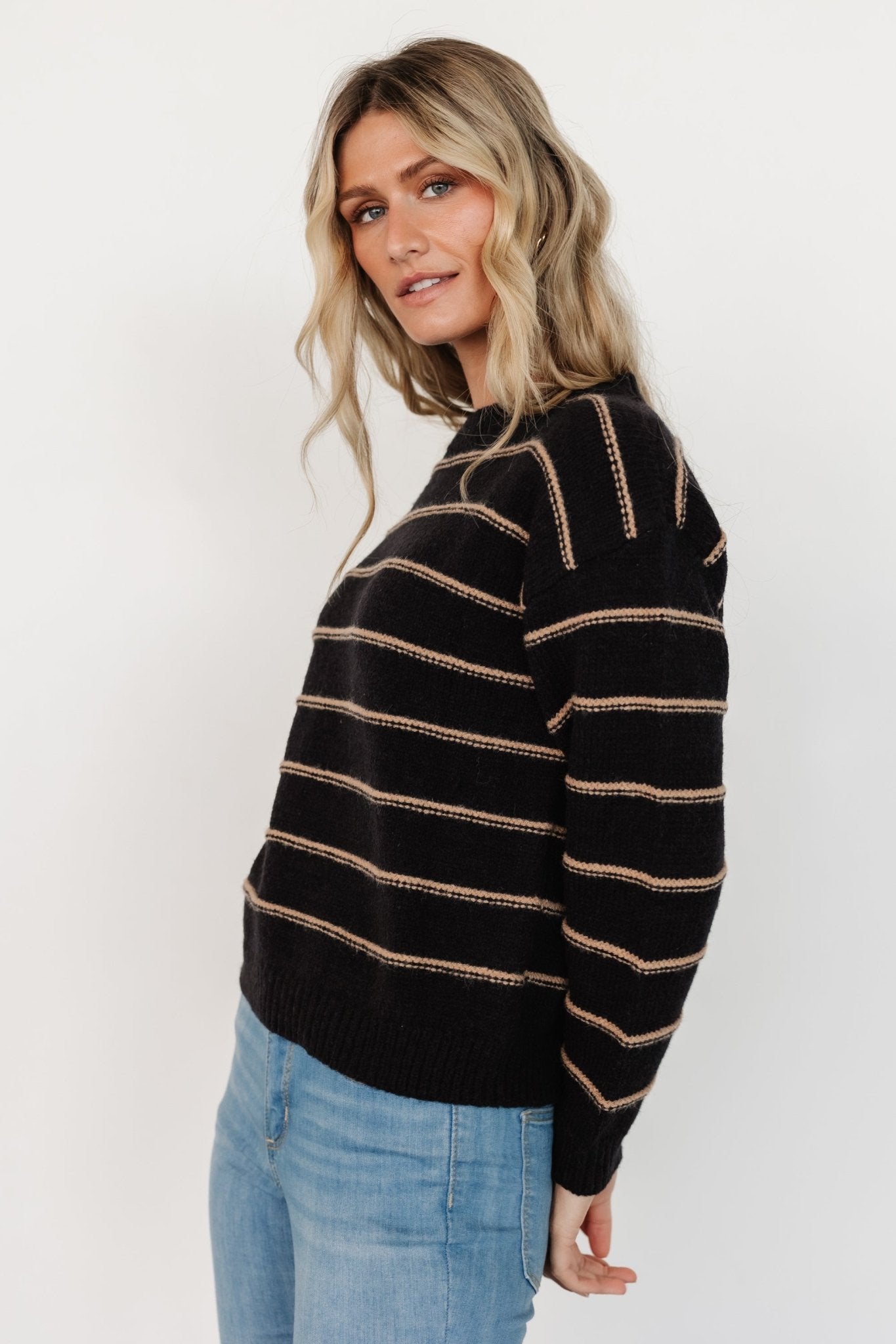 Alanis Stripe Sweater | Black + Camel - Image 12