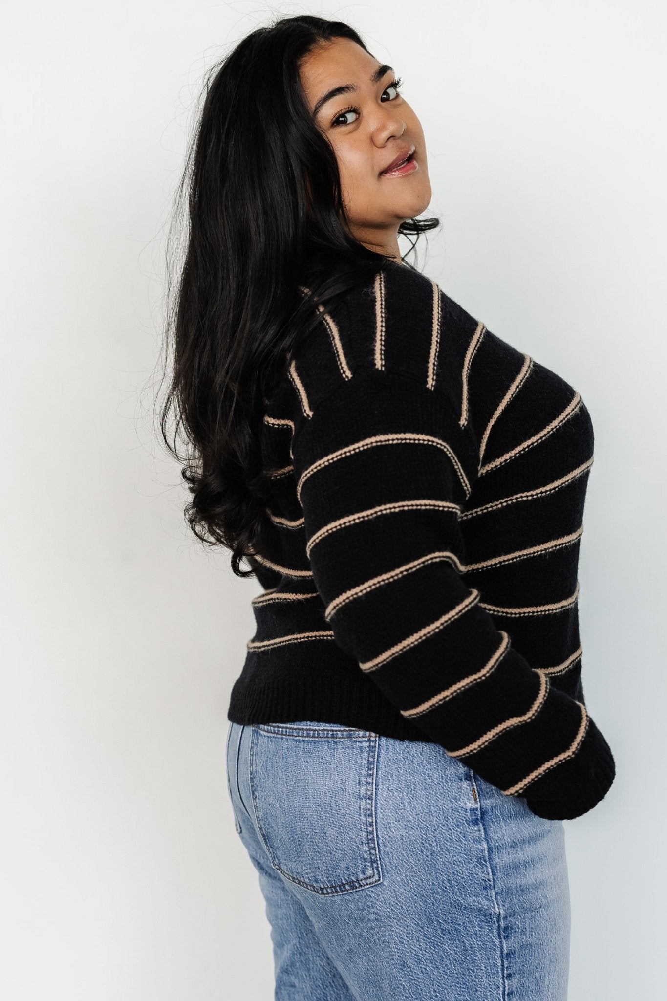 Alanis Stripe Sweater | Black + Camel - Image 6
