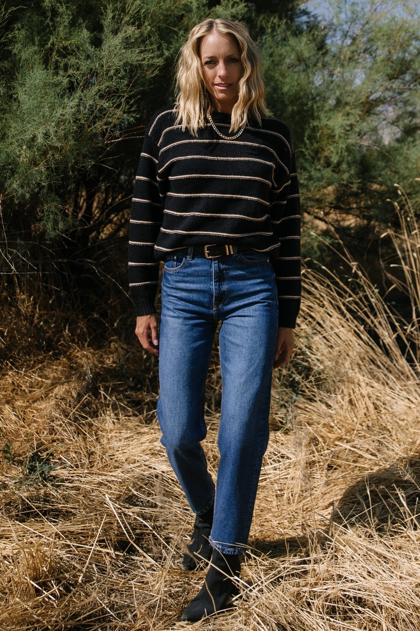 Alanis Stripe Sweater | Black + Camel - Image 8
