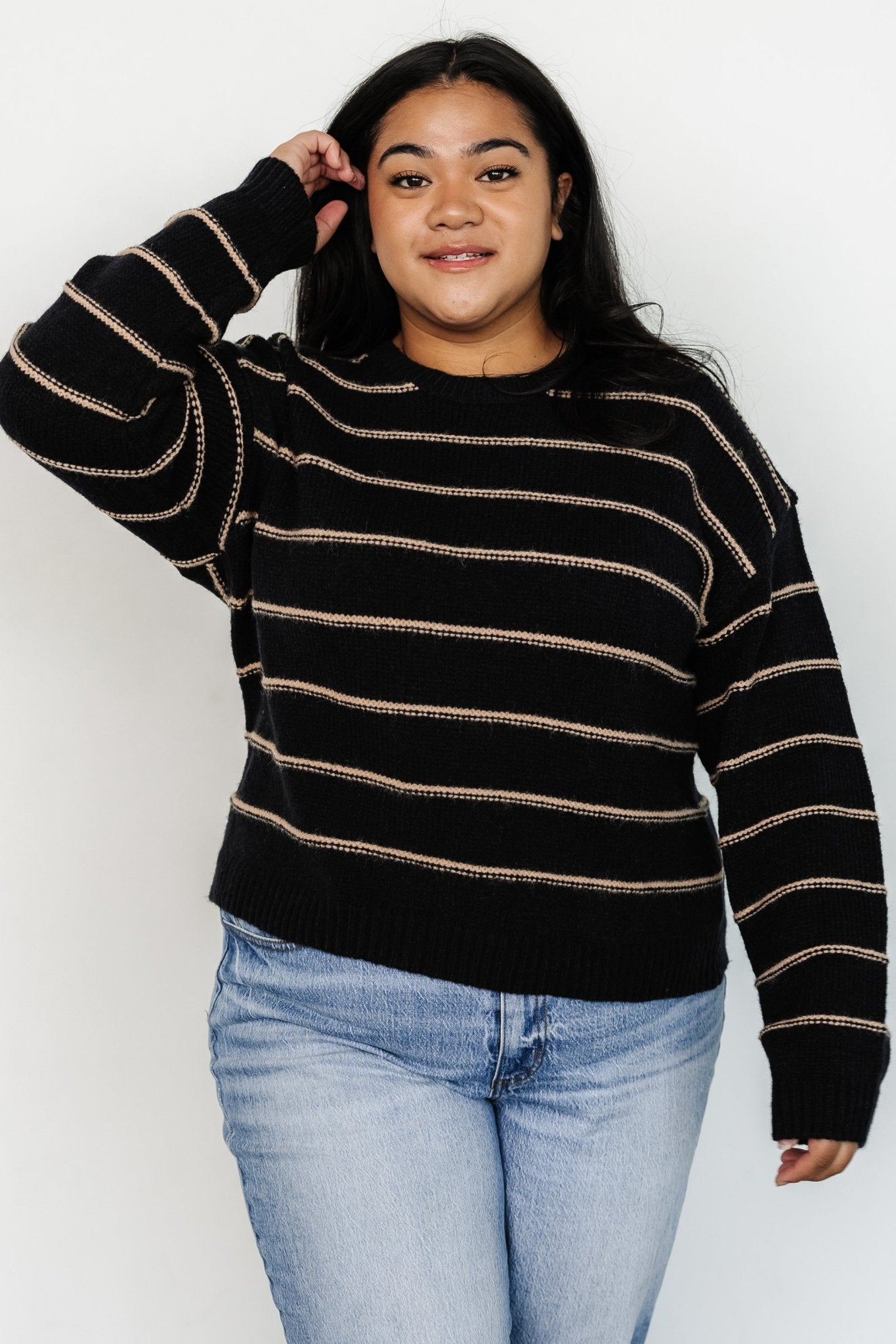 Alanis Stripe Sweater | Black + Camel - Image 9