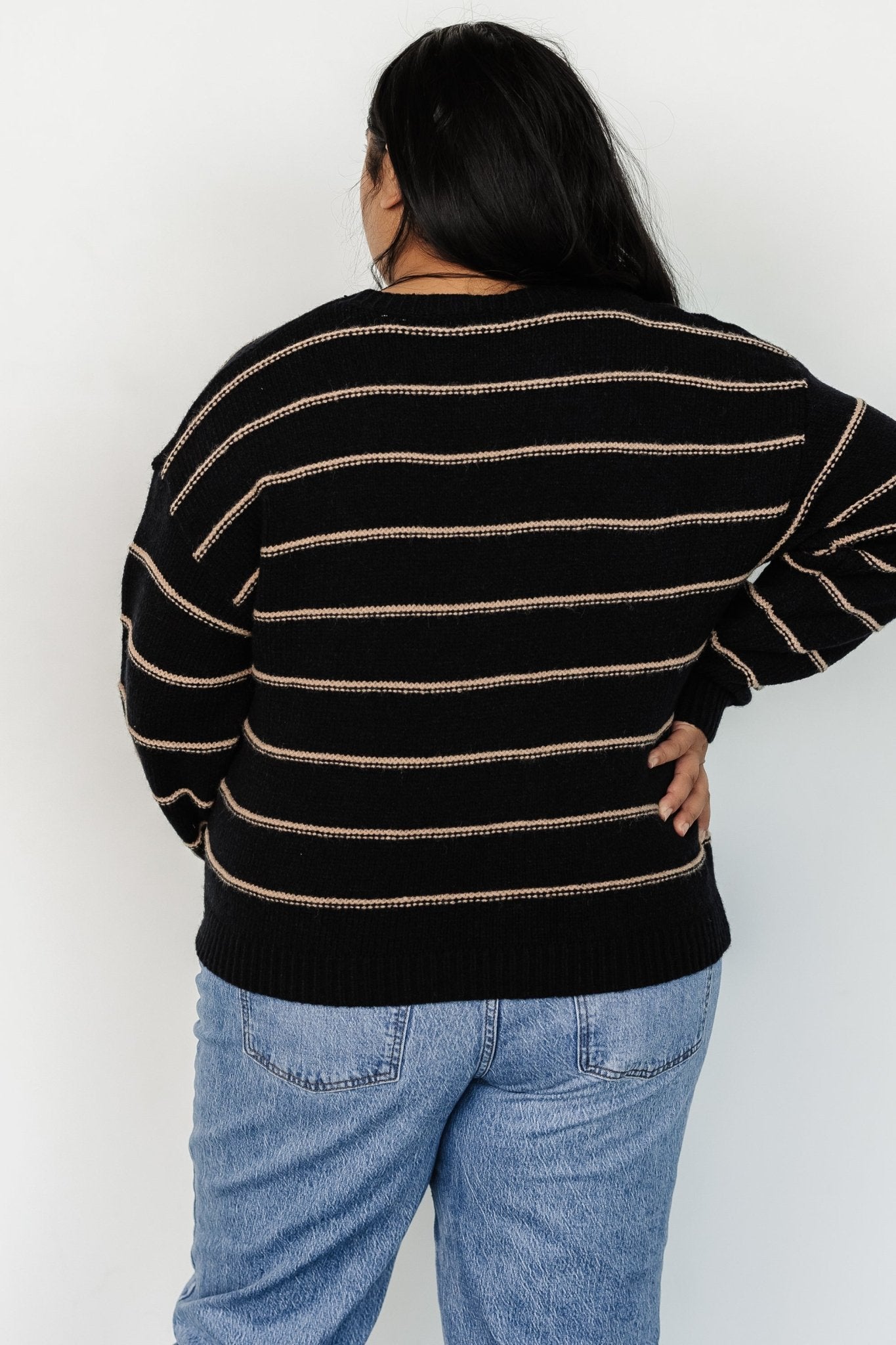 Alanis Stripe Sweater | Black + Camel - Image 11