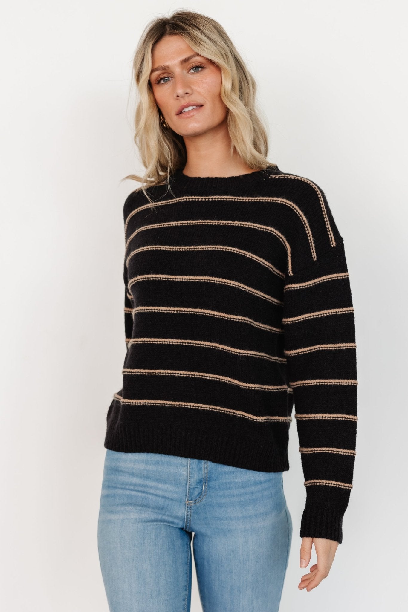 Alanis Stripe Sweater | Black + Camel - Image 10