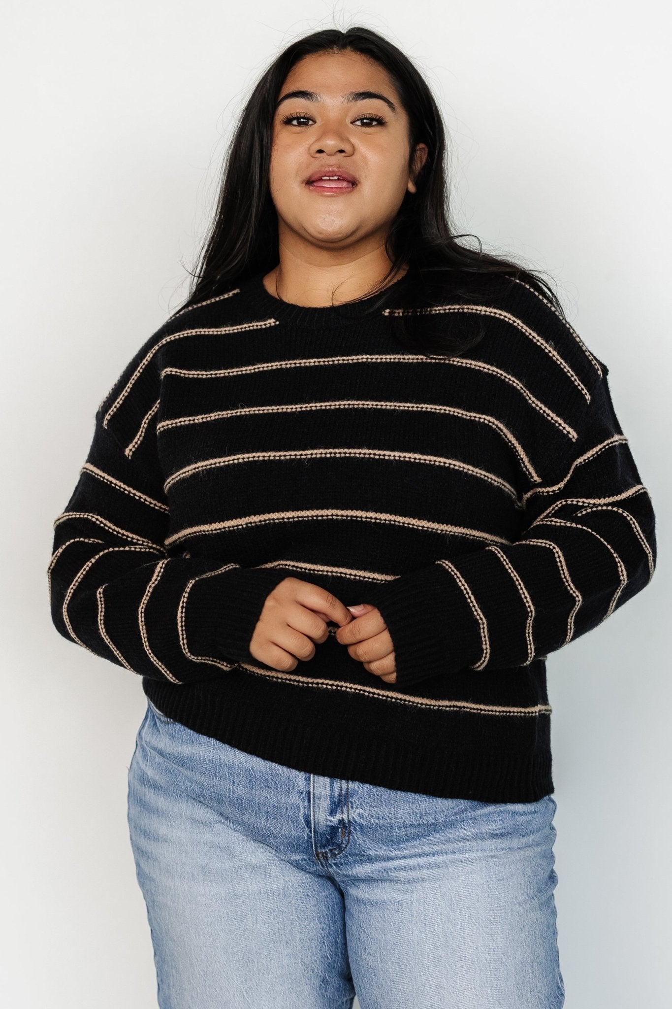 Alanis Stripe Sweater | Black + Camel - Image 3