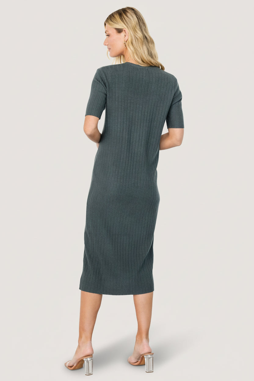 Alicia Ribbed Midi Dress | Dusty Jade - Image 6