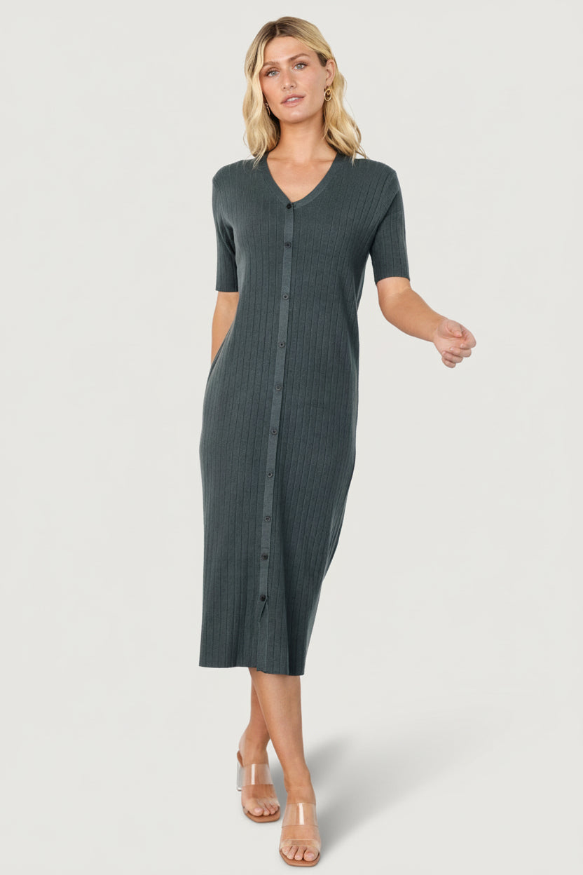 Alicia Ribbed Midi Dress | Dusty Jade - Image 5