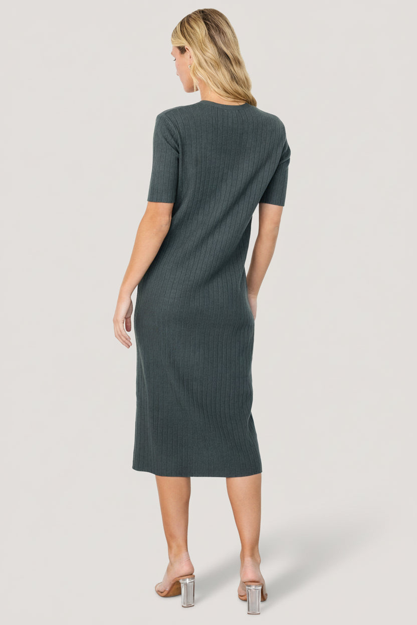 Alicia Ribbed Midi Dress | Dusty Jade - Image 4
