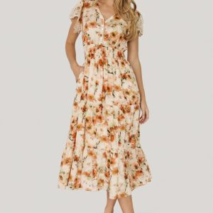 Aliyah Midi Dress | Coral Floral