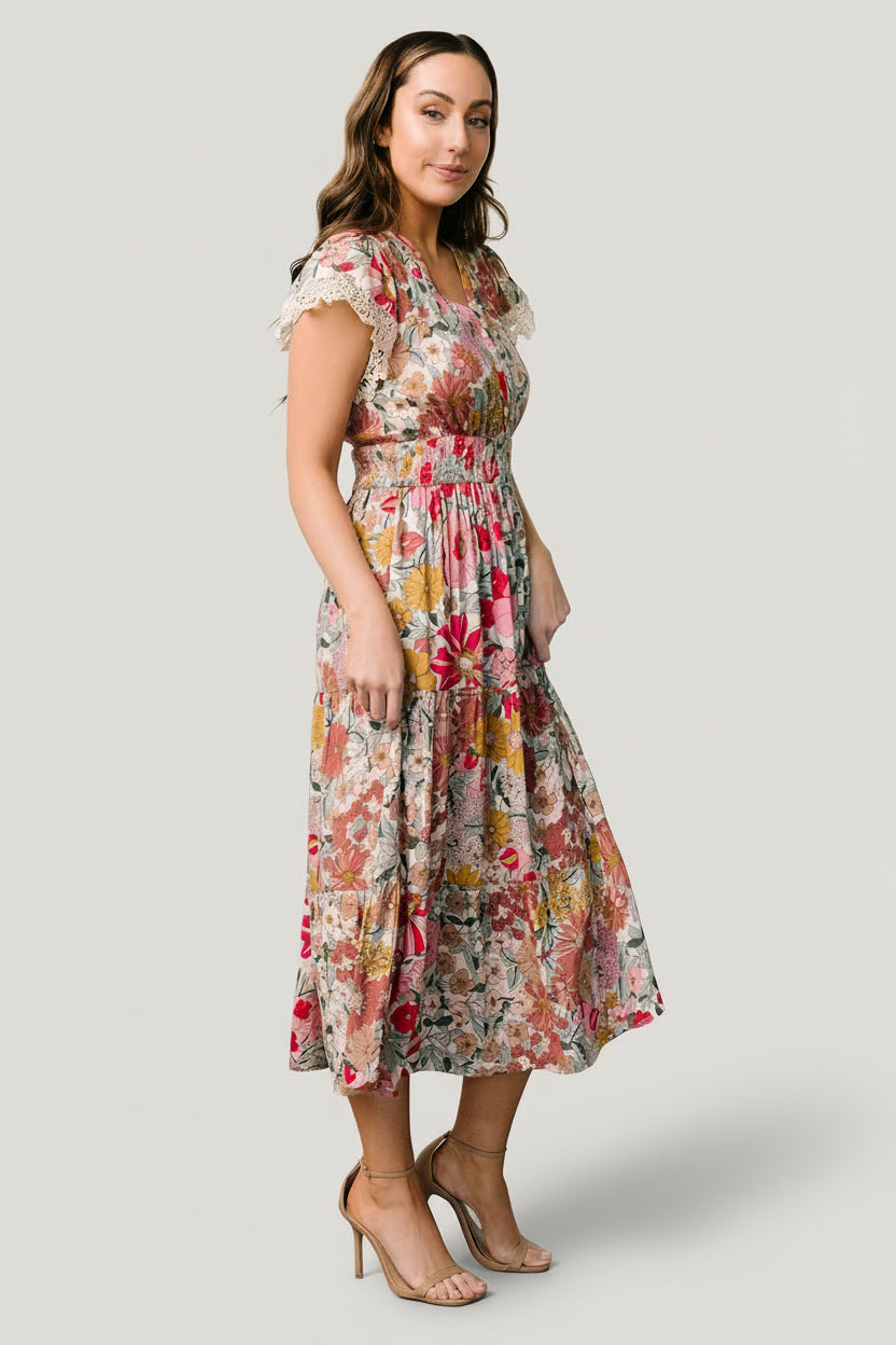 Aliyah Midi Dress | Cream Multi Floral - Image 4