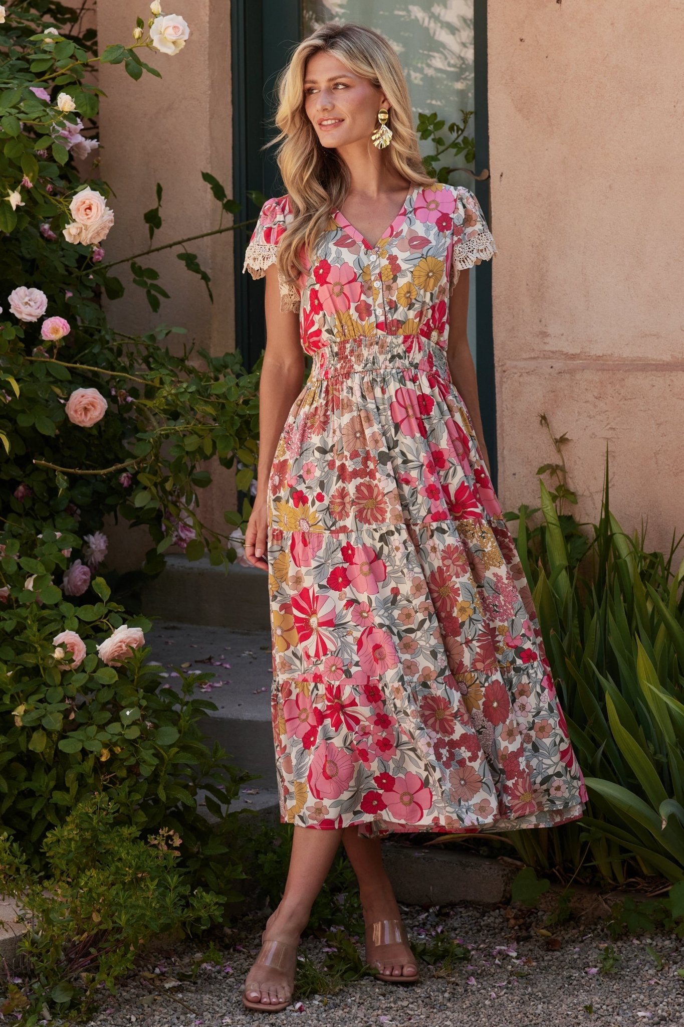 Aliyah Midi Dress | Cream Multi Floral - Image 3