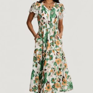 Aliyah Midi Dress | Green Floral