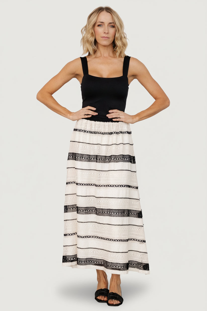 Alondra Woven Skirt | Cream + Black - Image 2