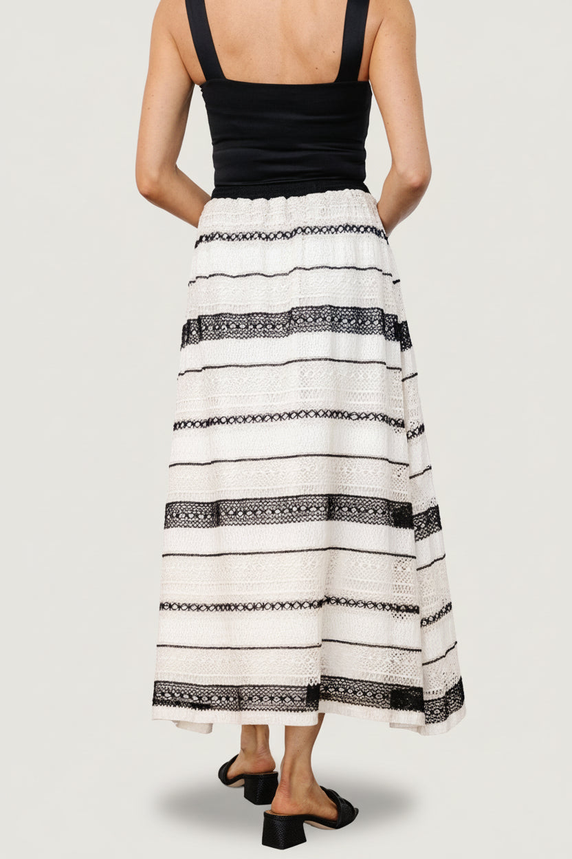Alondra Woven Skirt | Cream + Black - Image 4