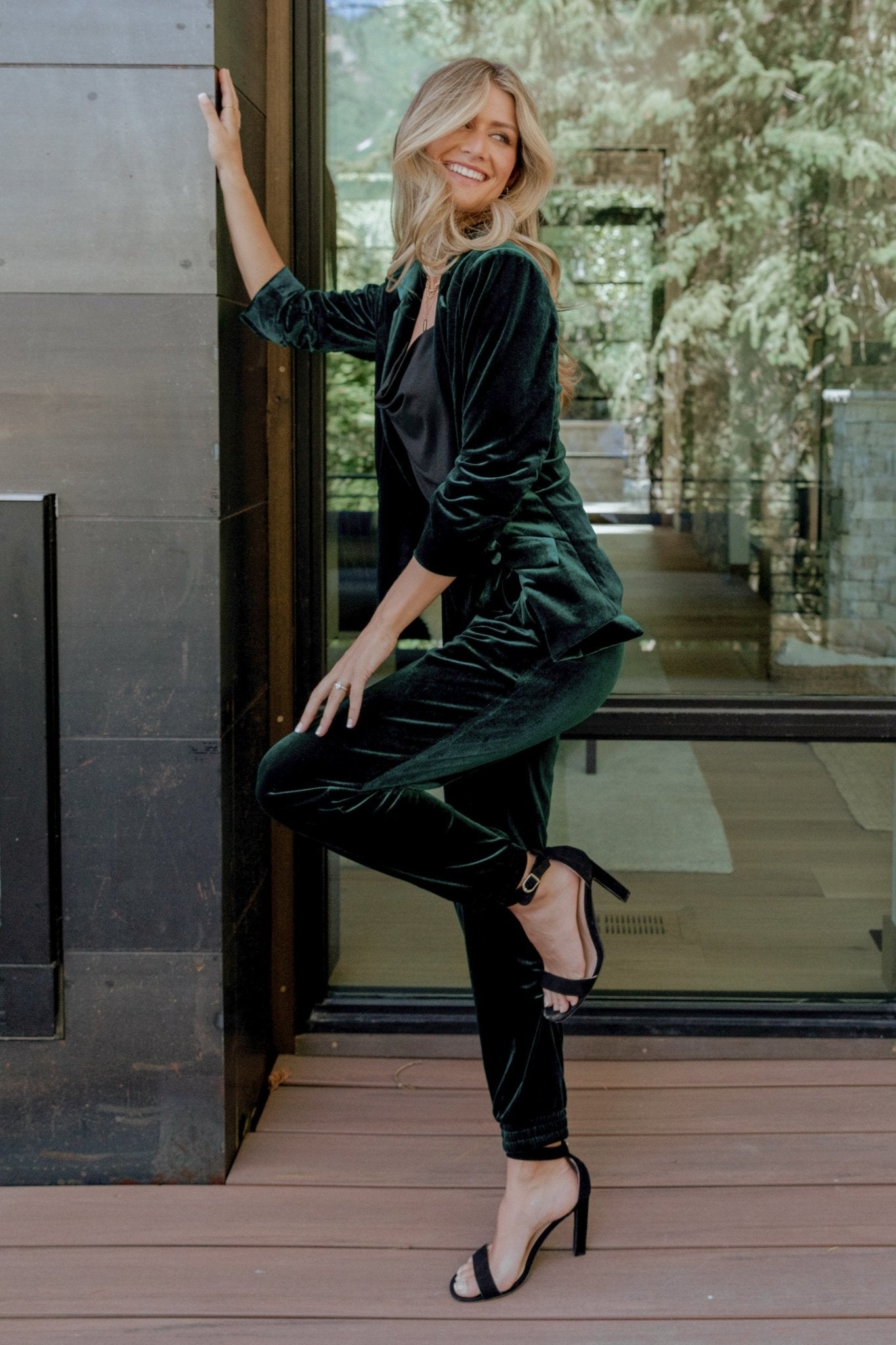 Archie Velvet Jogger Pants | Dark Green - Image 4