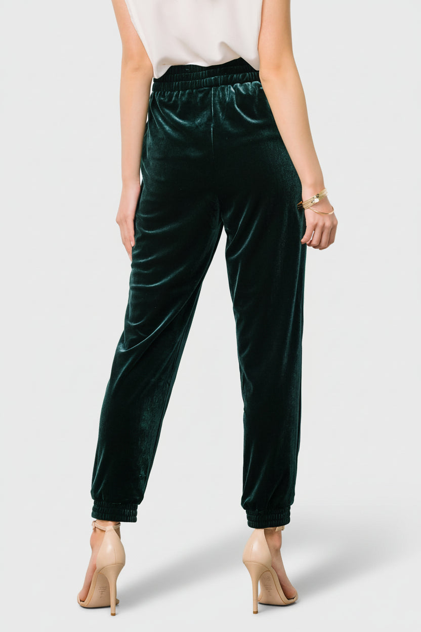 Archie Velvet Jogger Pants | Dark Green - Image 11