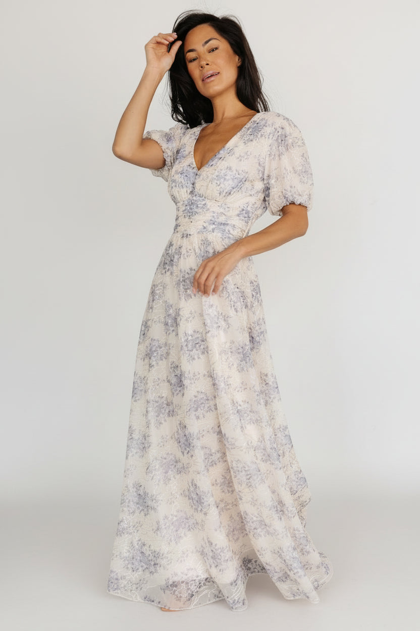 Ardley Maxi Dress | Cream + Blue - Image 7