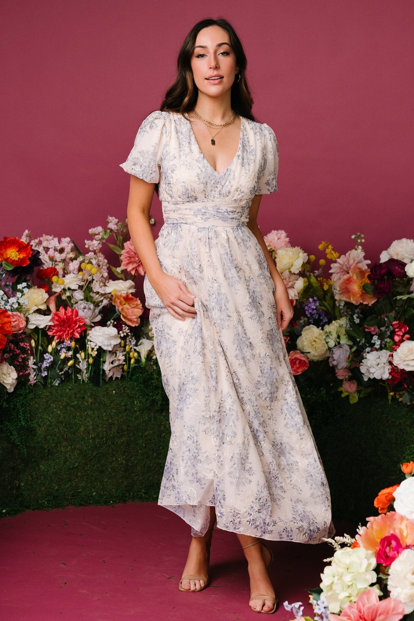 Ardley Maxi Dress | Cream + Blue - Image 6