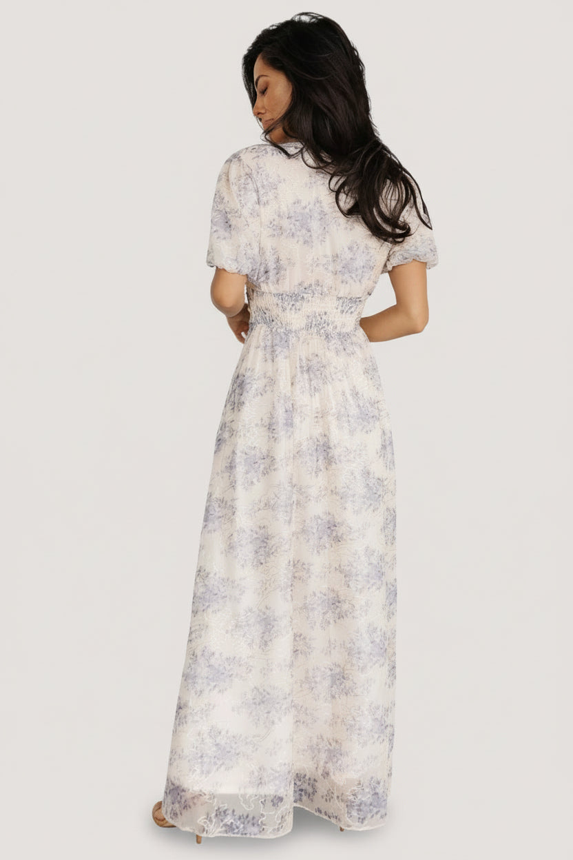 Ardley Maxi Dress | Cream + Blue - Image 8