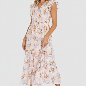 Arla Smocked Maxi Dress | Cream Floral
