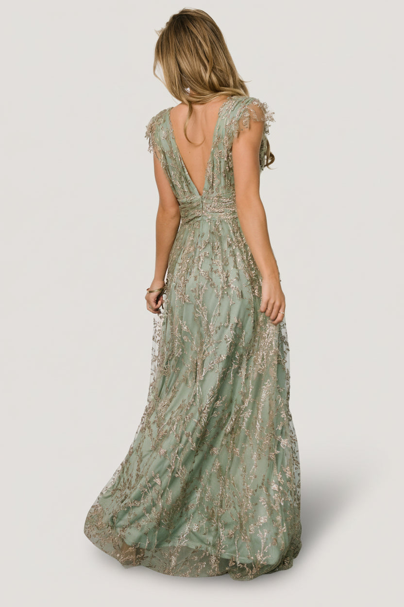 Arlene Shimmer Gown | Sage + Gold - Image 4