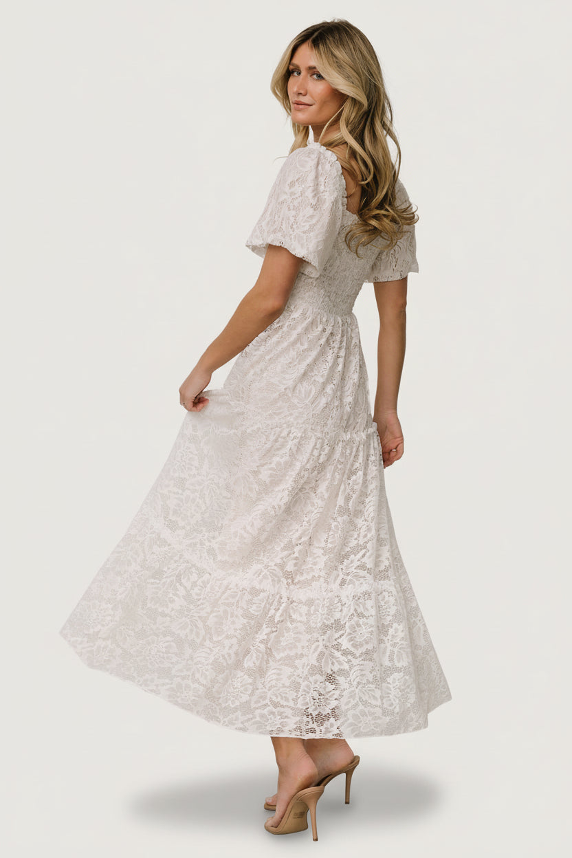 Aspen Smocked Lace Maxi Dress | Off White - Image 7