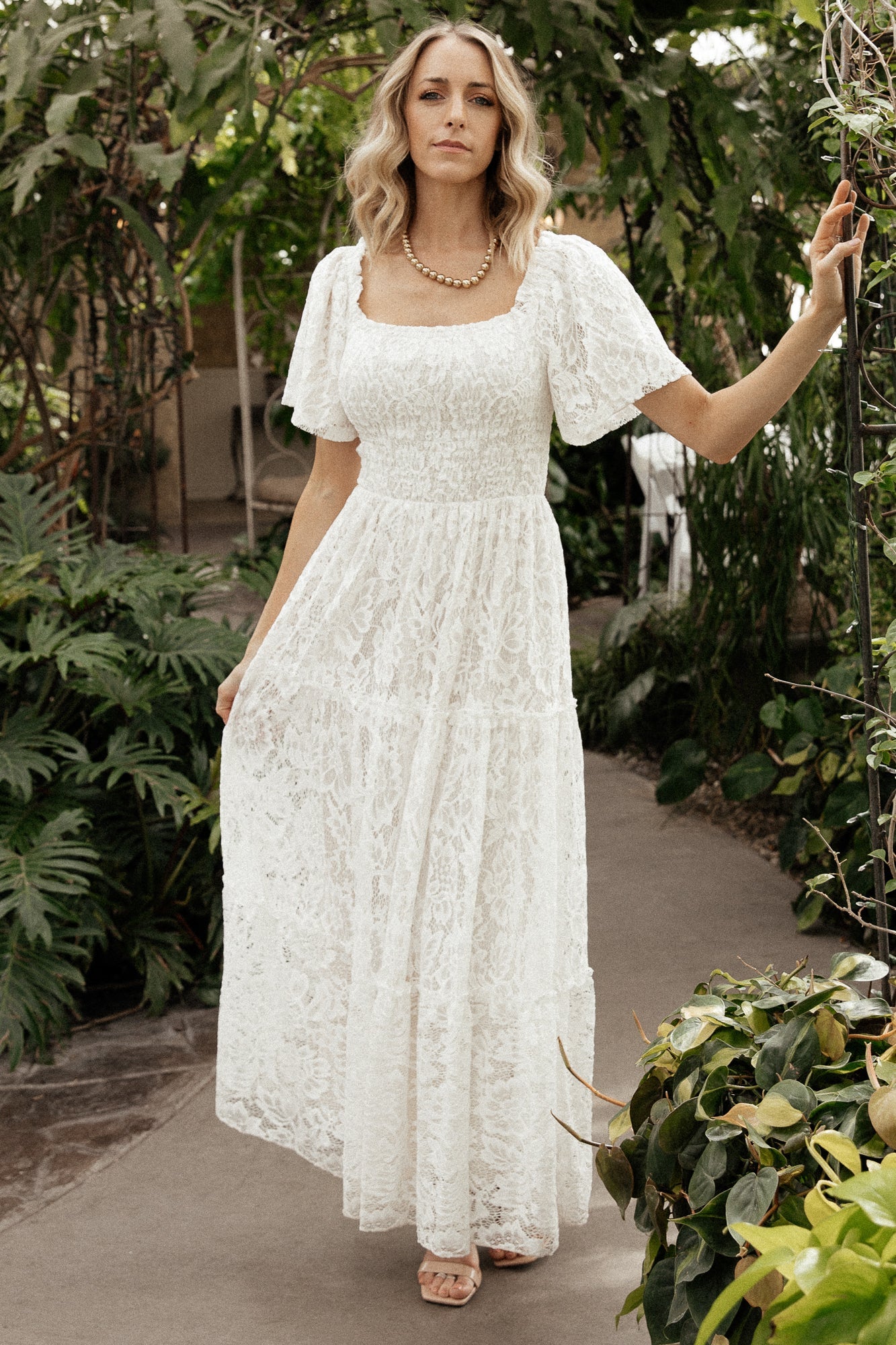 Aspen Smocked Lace Maxi Dress | Off White - Image 3