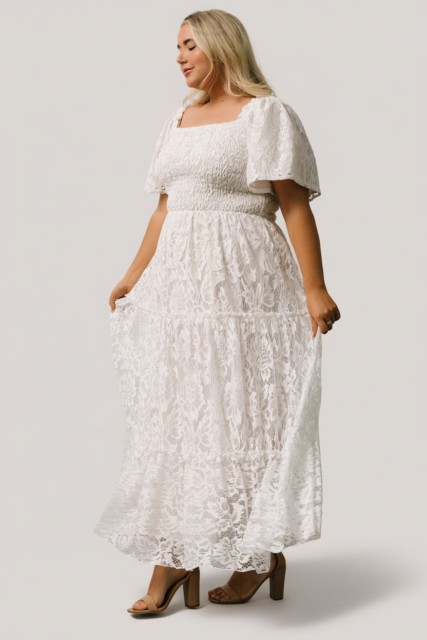 Aspen Smocked Lace Maxi Dress | Off White - Image 5