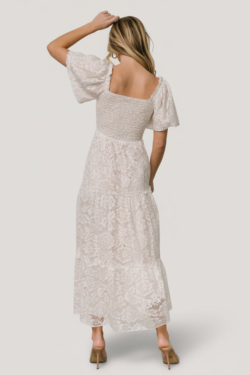 Aspen Smocked Lace Maxi Dress | Off White - Image 8
