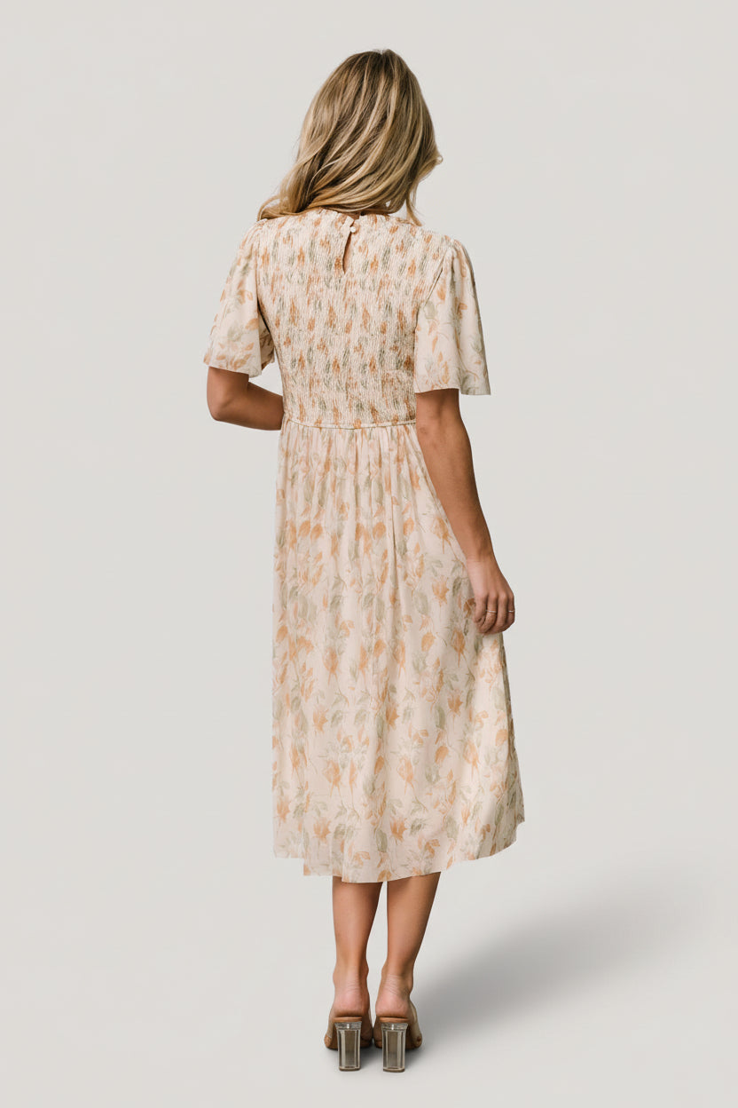 Bailey Smocked Midi Dress | Ivory + Golden Floral - Image 5