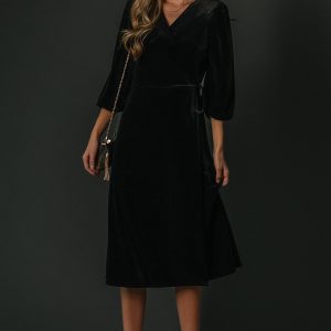 Beckinsale Velvet Wrap Dress | Black