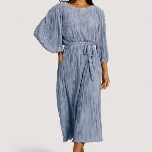 Bethany Pleated Midi Dress | Light Blue