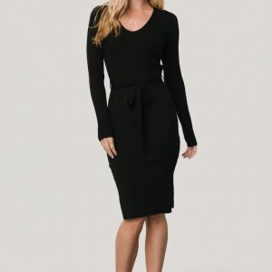Blayne Ribbed Midi Dress | Black