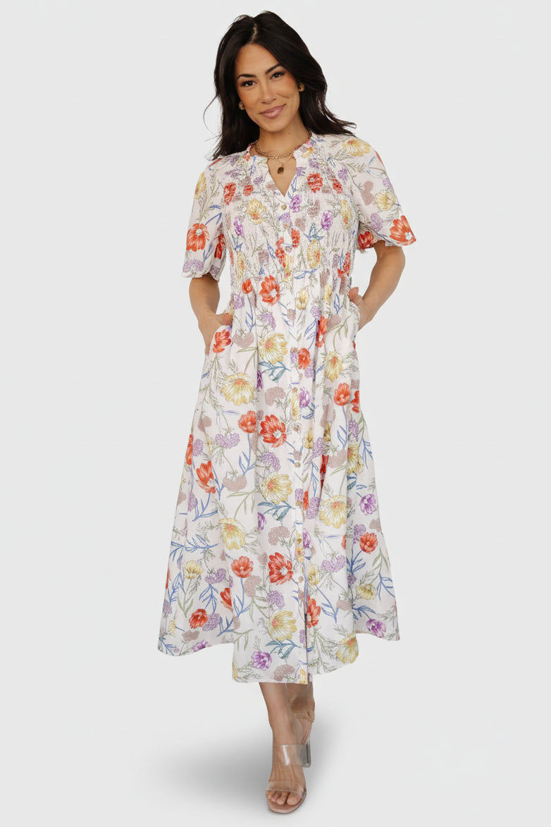 Botega Midi Dress | Ivory Multi Floral - Image 6