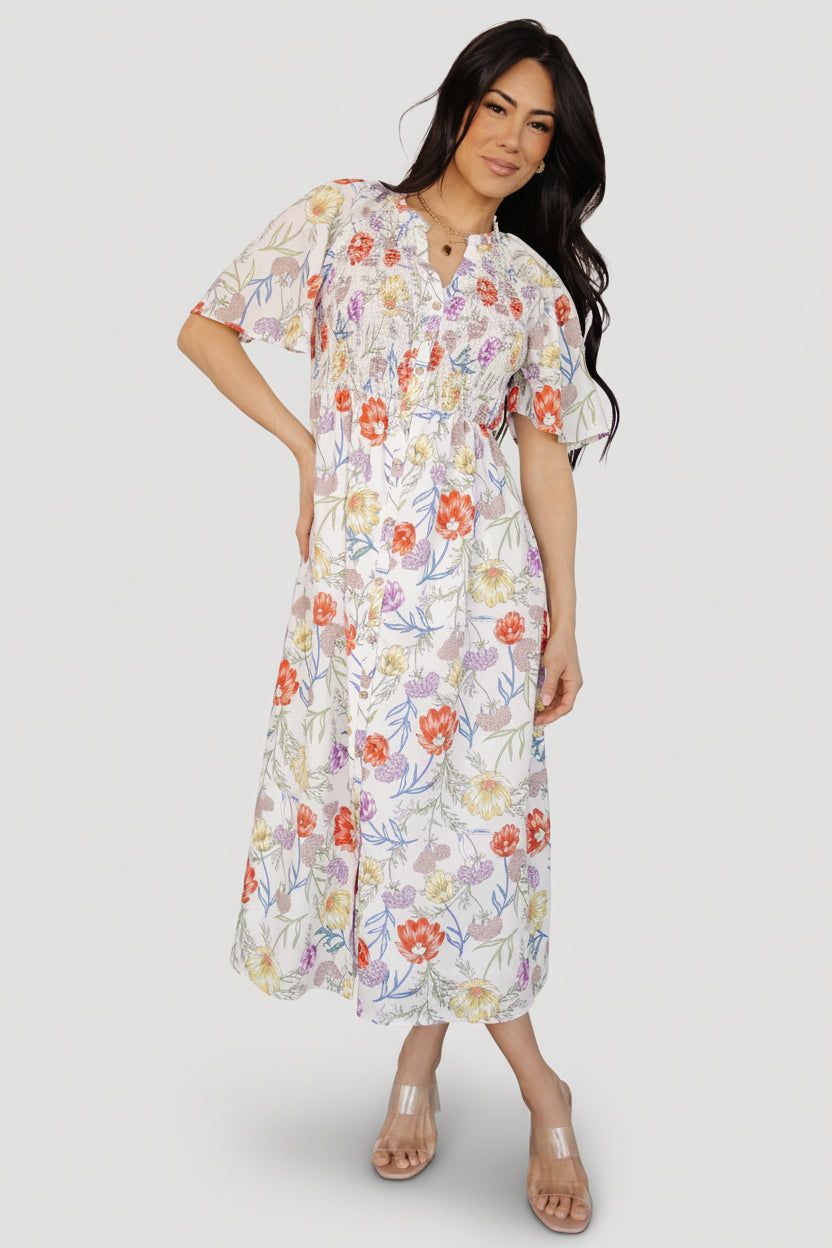 Botega Midi Dress | Ivory Multi Floral - Image 5