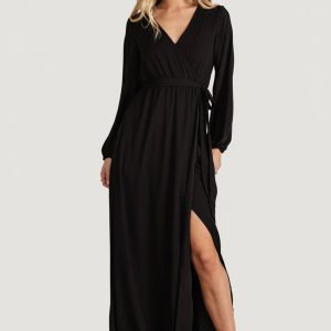 Breanne Faux Wrap Maxi Dress | Black