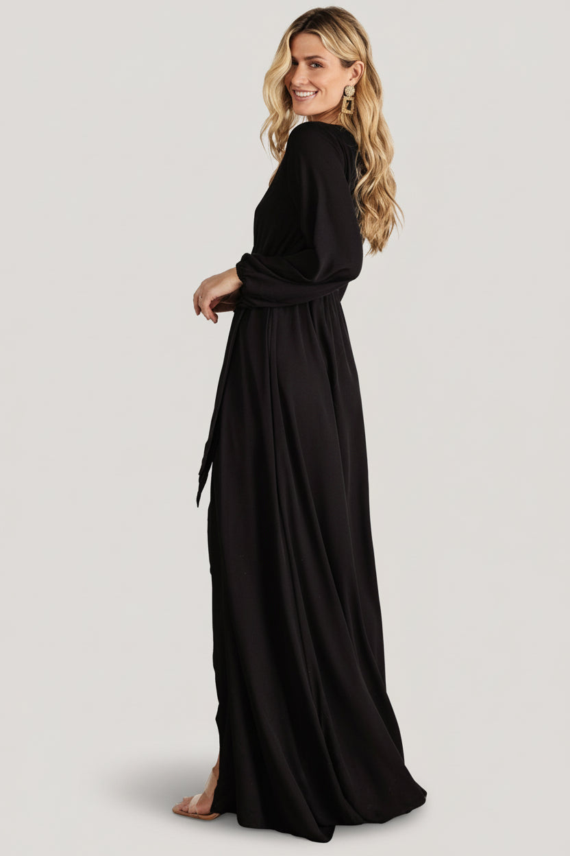 Breanne Faux Wrap Maxi Dress | Black - Image 3