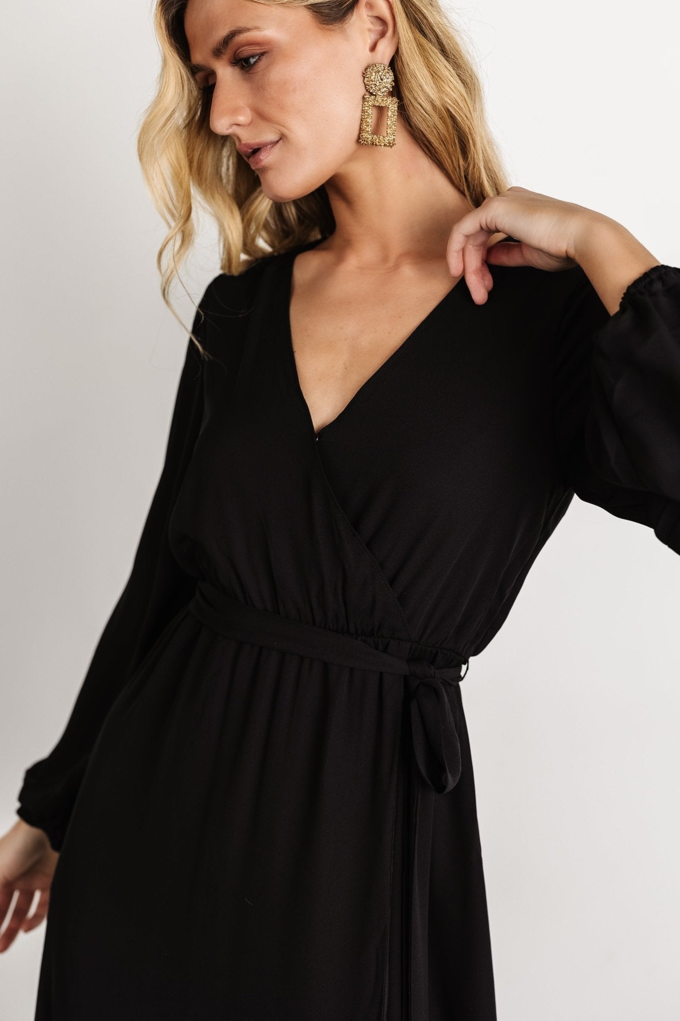Breanne Faux Wrap Maxi Dress | Black - Image 2