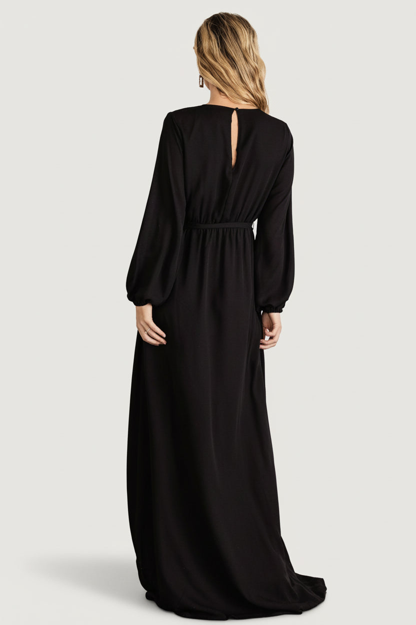Breanne Faux Wrap Maxi Dress | Black - Image 4