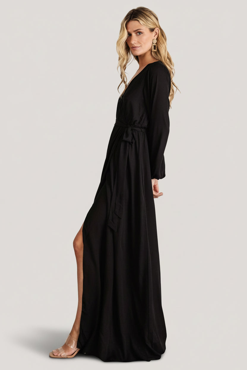 Breanne Faux Wrap Maxi Dress | Black - Image 7