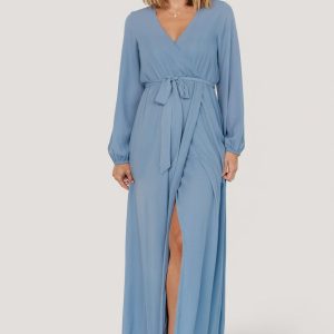 Breanne Faux Wrap Maxi Dress | Slate Blue