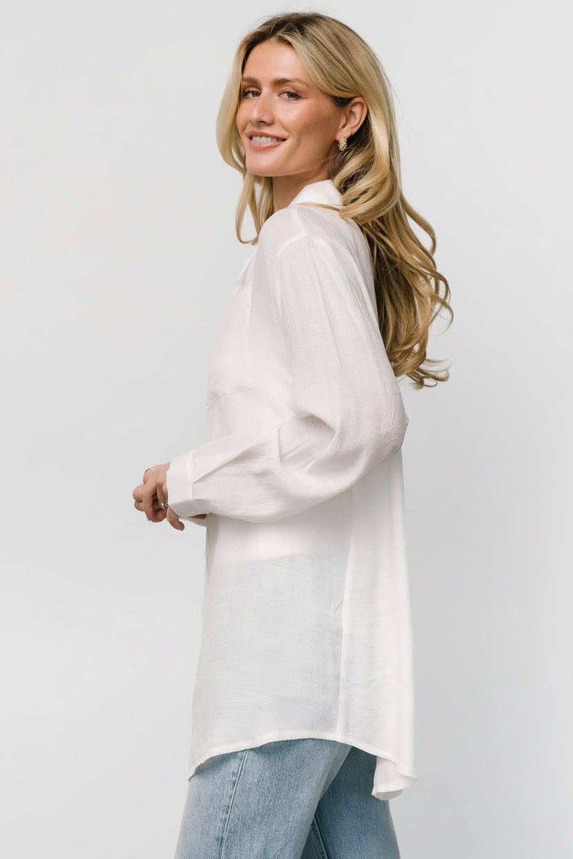 Breck Button Up Top | Off White - Image 2