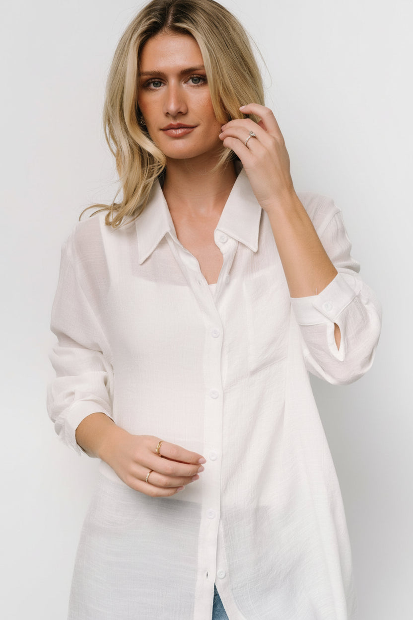 Breck Button Up Top | Off White - Image 5