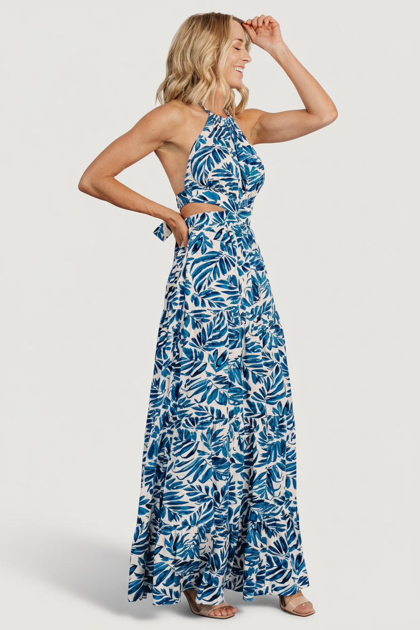 Brett Halter Maxi Dress | Cobalt Print - Image 3