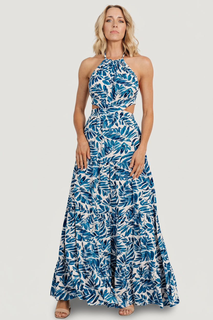 Brett Halter Maxi Dress | Cobalt Print - Image 6